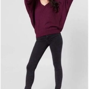 Free People Mauve/Burgundy V-Neck Batwing Top- NWT